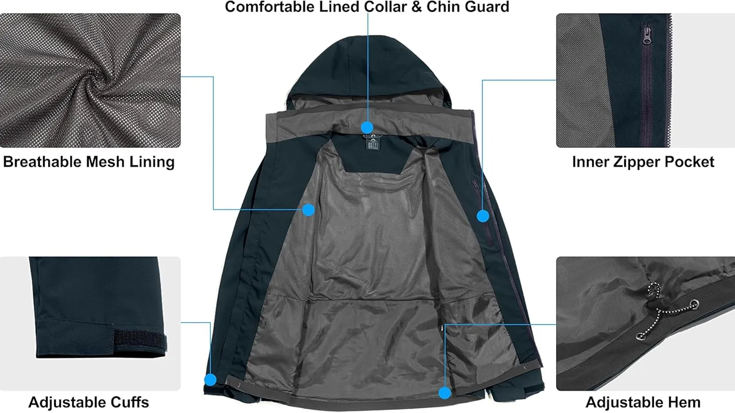 Little Donkey Andy Men's Waterproof Rain Jacket, Lightweight Rain Coat, Raincoat with Hood for Golf Hiking