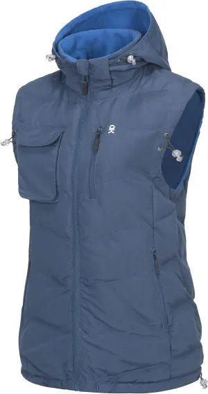 Little Donkey Andy Women's Fleece Puffy Vest Warm Sleeveless Puffer Jacket with Removable Hood for Golfing Hiking