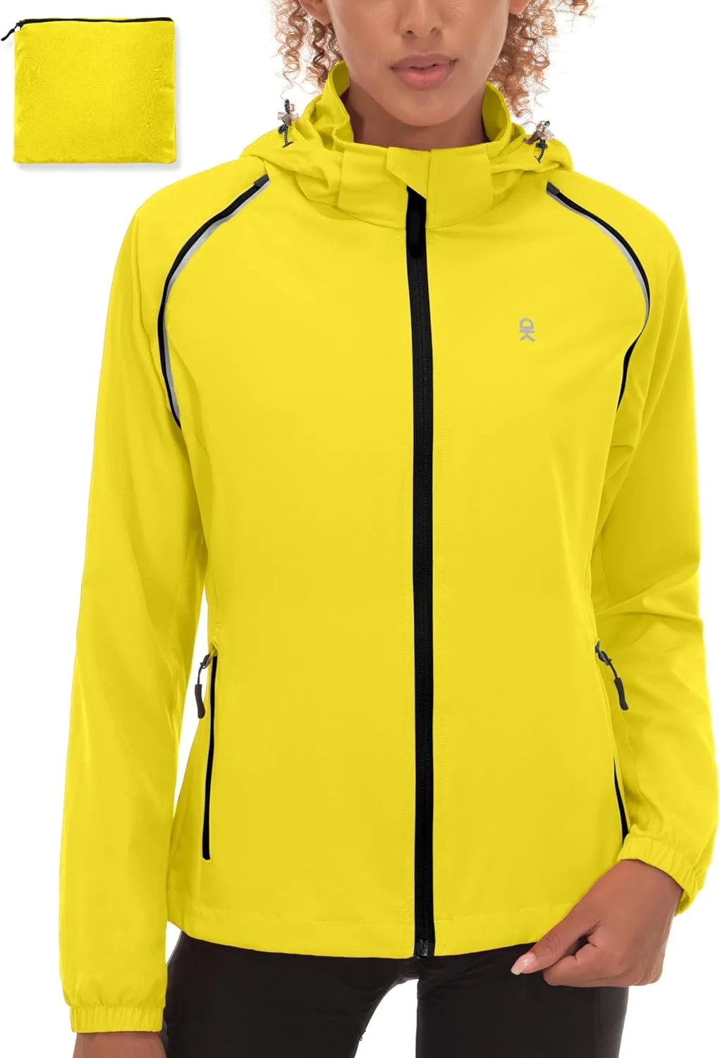 Little Donkey Andy Women's Lightweight Waterproof Cycling Jacket with Removable Sleeves & Hood for Biking Running Golf