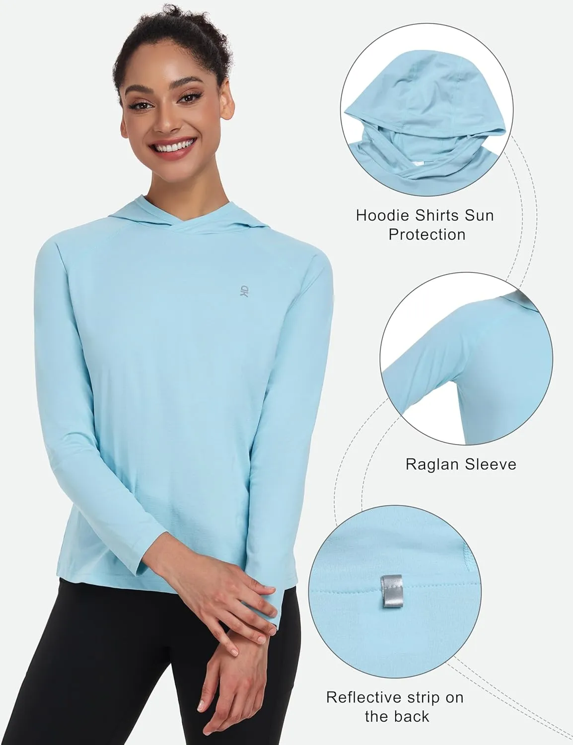 Little Donkey Andy Women's Quick Dry Sun Protection UPF Hoodie Shirt Long Sleeve Breathable for Fishing Hiking Outdoor