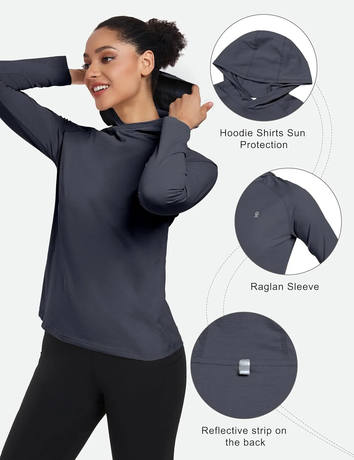 Little Donkey Andy Women's Quick Dry Sun Protection UPF Hoodie Shirt Long Sleeve Breathable for Fishing Hiking Outdoor