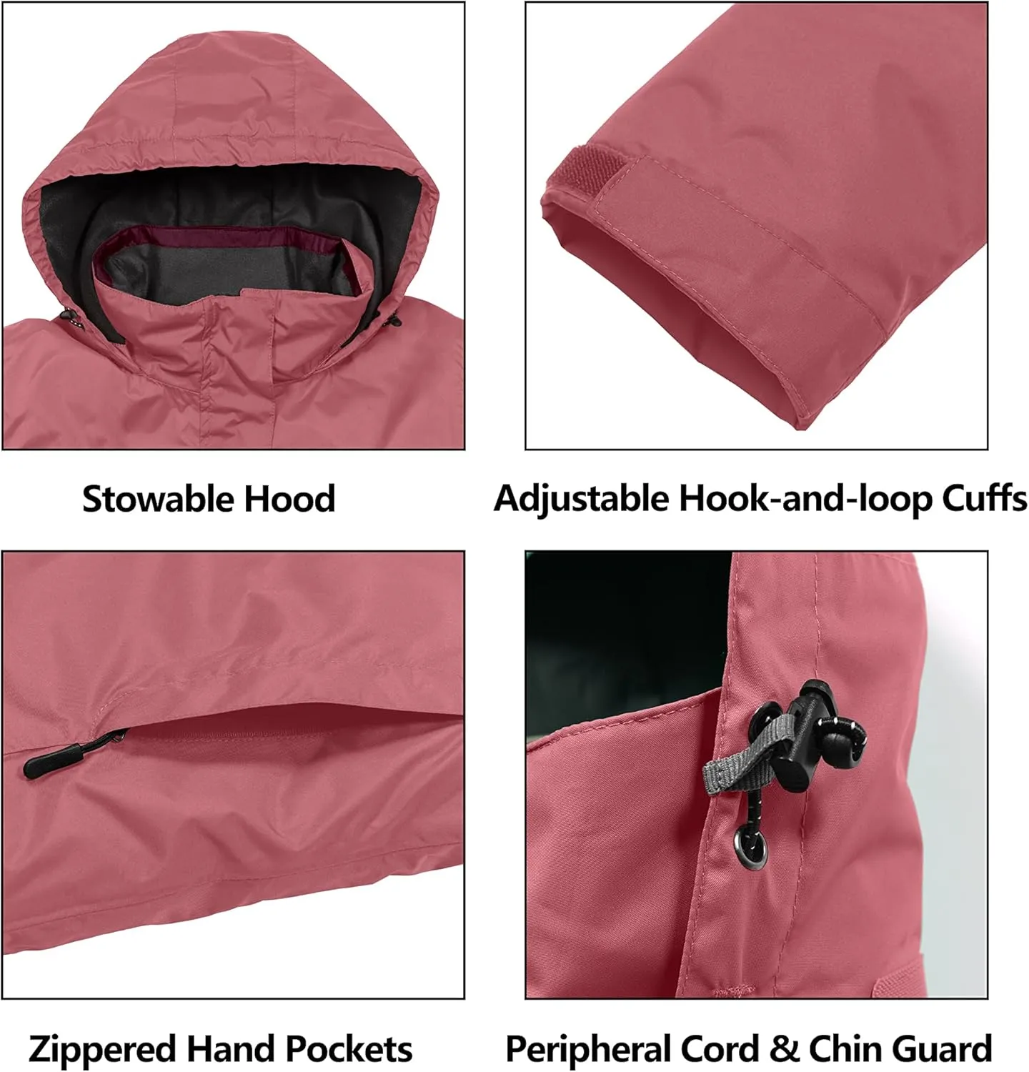 Little Donkey Andy Womens Waterproof Rain Jacket Lightweight Outdoor Windbreaker Rain Coat Shell for Hiking, Travel