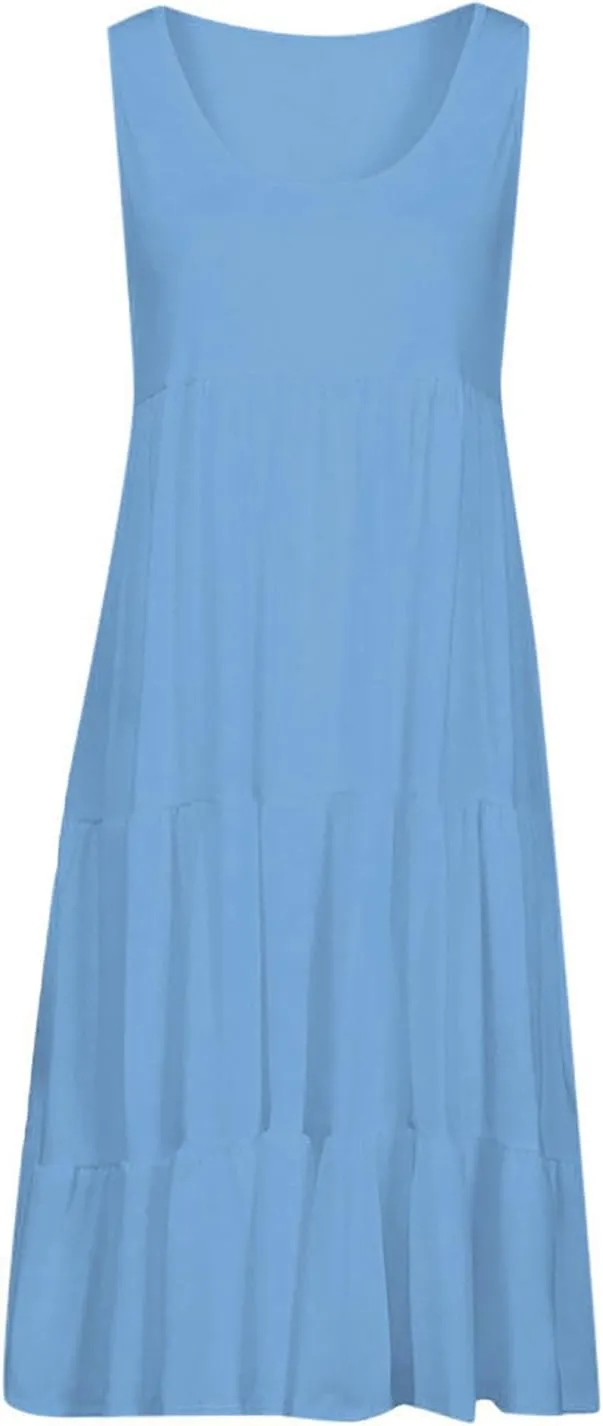 LRMQS Summer Dresses for Women 2025 Vacation Plus Size Hawaiian Sun Dress Knee Length Tank Sundresses Casual Beach Cover ups