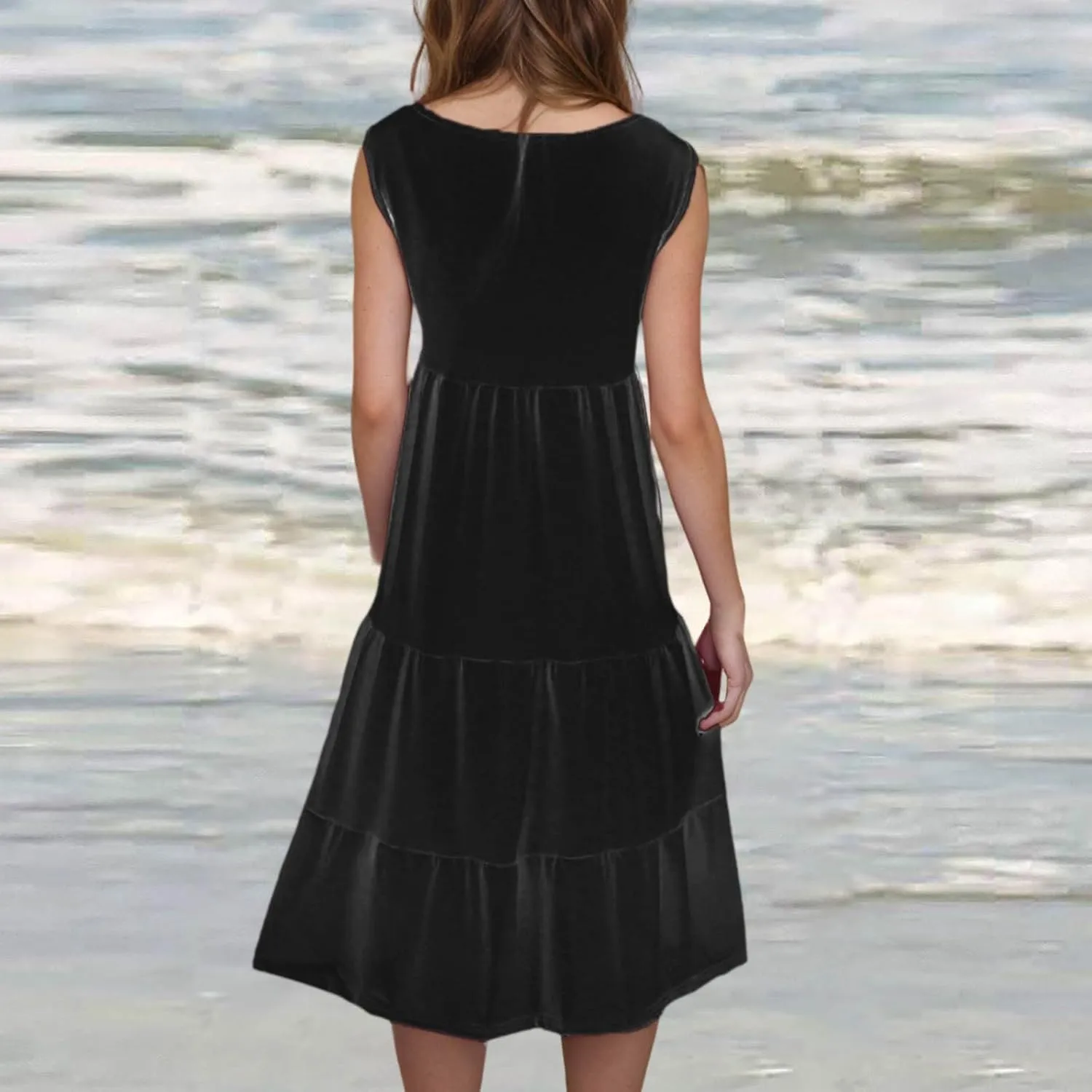 LRMQS Summer Dresses for Women 2025 Vacation Plus Size Hawaiian Sun Dress Knee Length Tank Sundresses Casual Beach Cover ups