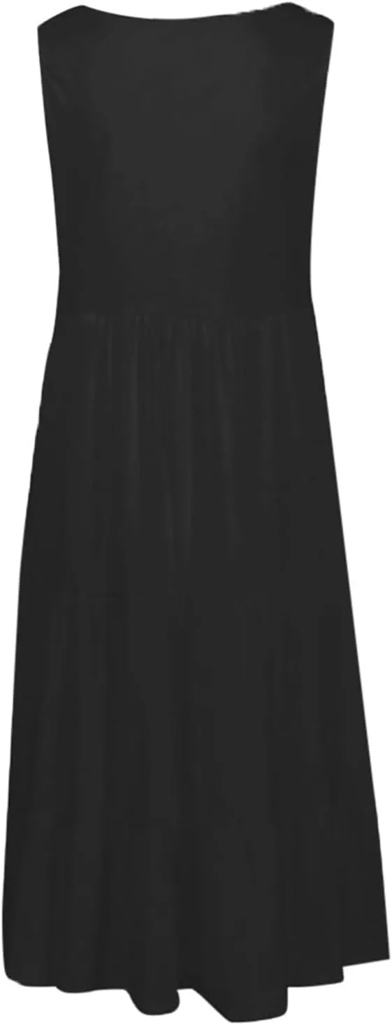 LRMQS Summer Dresses for Women 2025 Vacation Plus Size Hawaiian Sun Dress Knee Length Tank Sundresses Casual Beach Cover ups