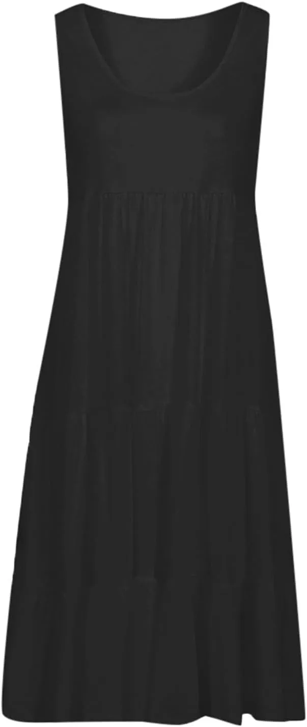 LRMQS Summer Dresses for Women 2025 Vacation Plus Size Hawaiian Sun Dress Knee Length Tank Sundresses Casual Beach Cover ups