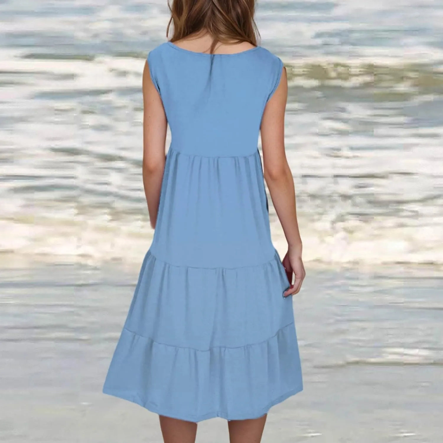 LRMQS Summer Dresses for Women 2025 Vacation Plus Size Hawaiian Sun Dress Knee Length Tank Sundresses Casual Beach Cover ups