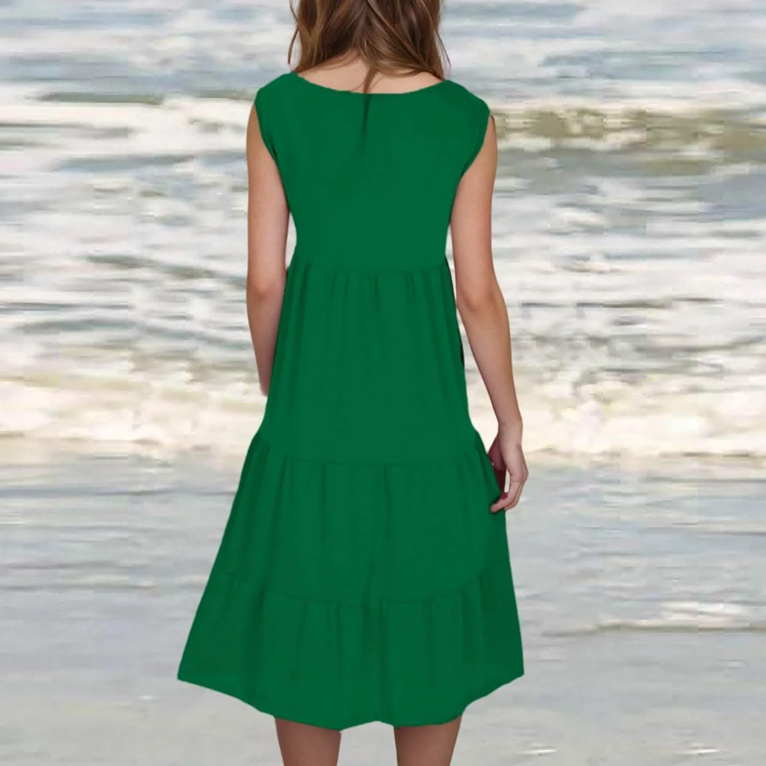 LRMQS Summer Dresses for Women 2025 Vacation Plus Size Hawaiian Sun Dress Knee Length Tank Sundresses Casual Beach Cover ups