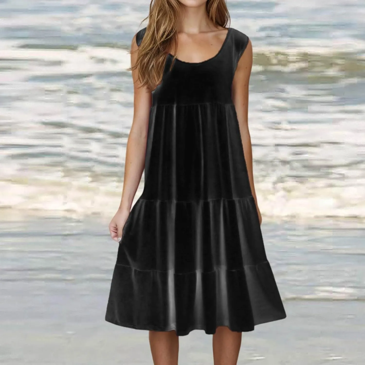 LRMQS Summer Dresses for Women 2025 Vacation Plus Size Hawaiian Sun Dress Knee Length Tank Sundresses Casual Beach Cover ups
