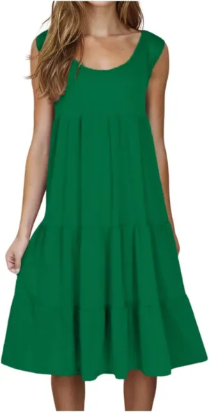 LRMQS Summer Dresses for Women 2025 Vacation Plus Size Hawaiian Sun Dress Knee Length Tank Sundresses Casual Beach Cover ups