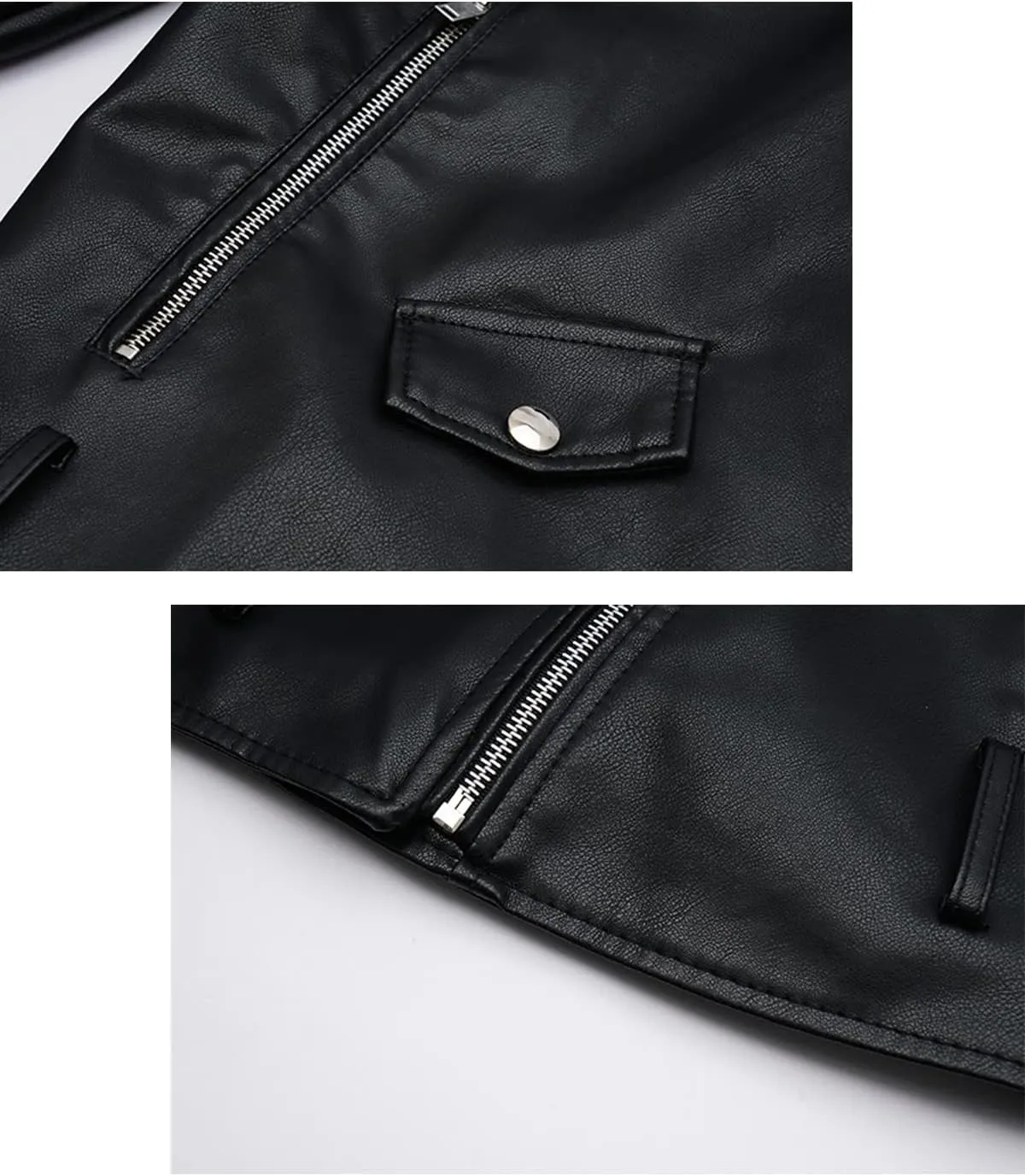 LY VAREY LIN Women Faux Leather Jacket Lapel Collar Motorcycle Zip Up Long Sleeve Motor Biker Short Coat Jacket