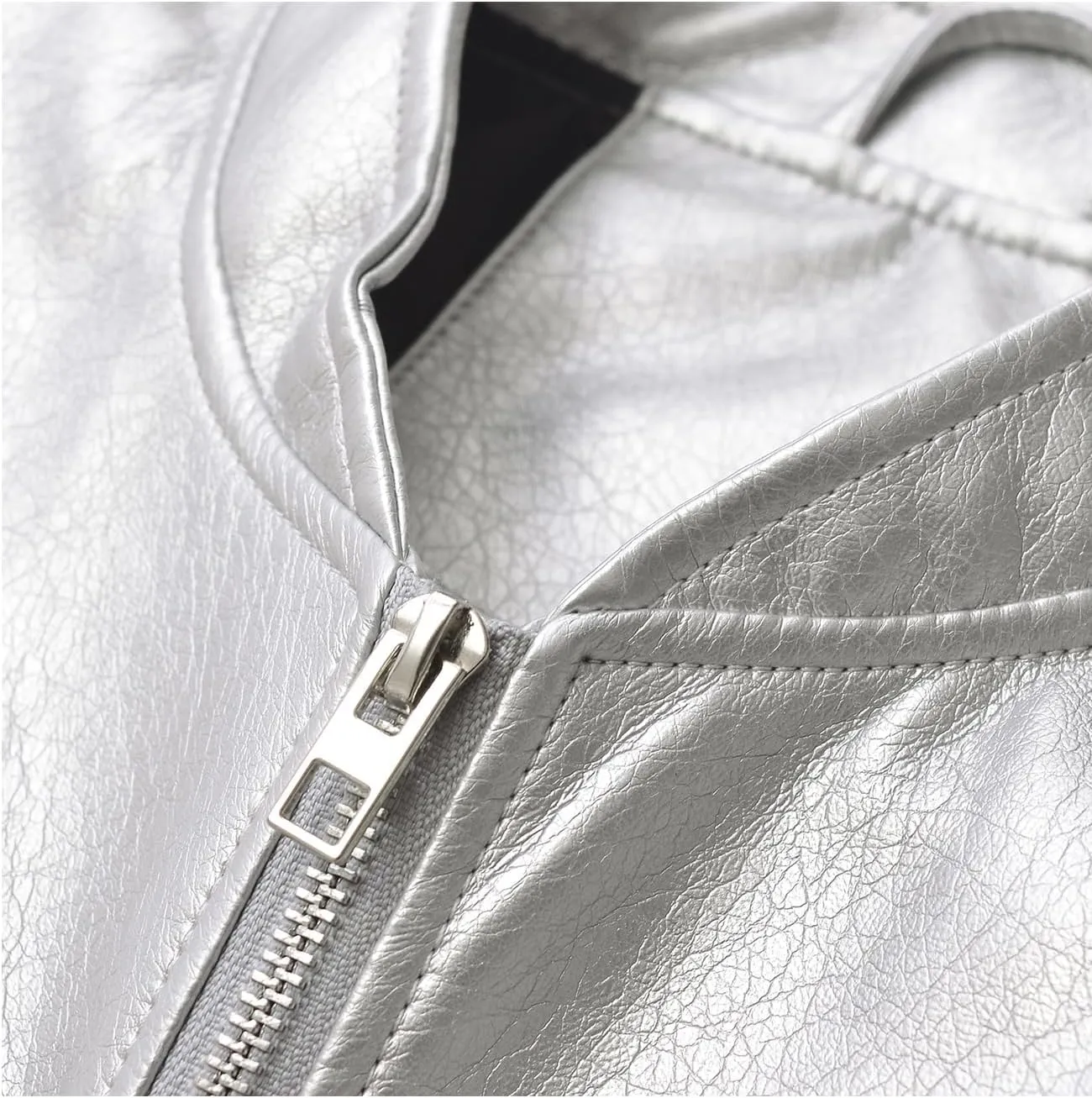 LY VAREY LIN Womens Faux Leather Jacket Long Sleeve Zip Up Casual Bomber Motorcycle Biker Coat