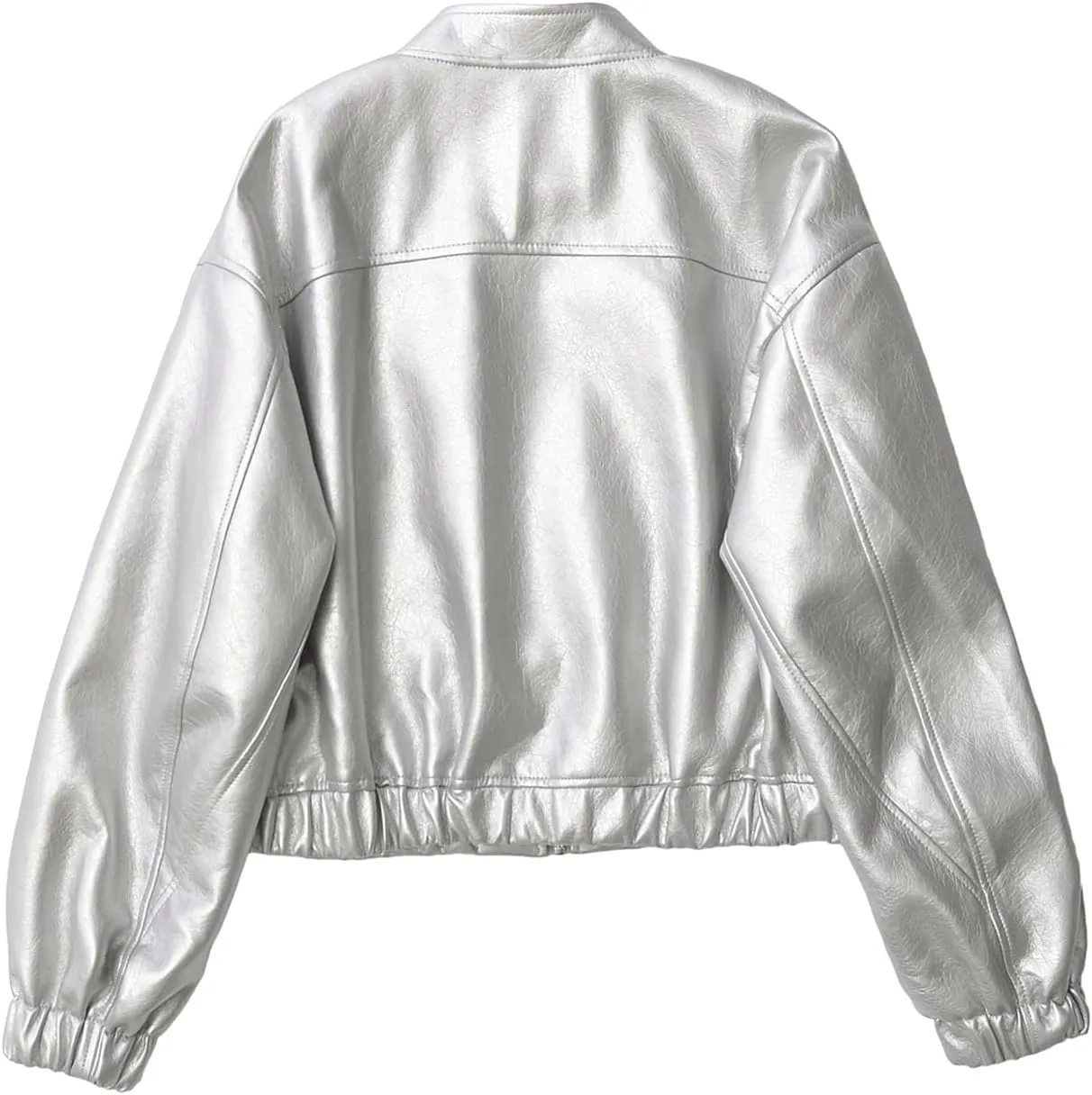 LY VAREY LIN Womens Faux Leather Jacket Long Sleeve Zip Up Casual Bomber Motorcycle Biker Coat