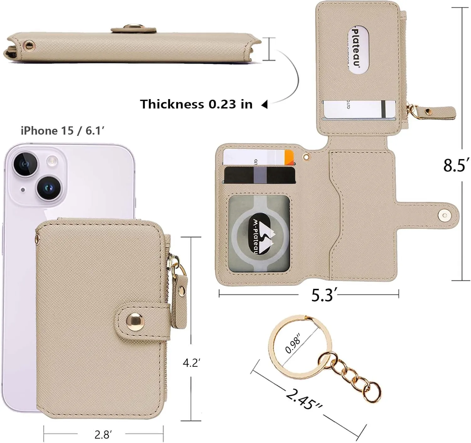 M-Plateau Card Cases, Leather Card & ID Cases,Credit Card Holder Wallet Small Card Case Wallet: Wallet Women Small Premium PU Leather, Slim Wallet for Travelling (Khaki)
