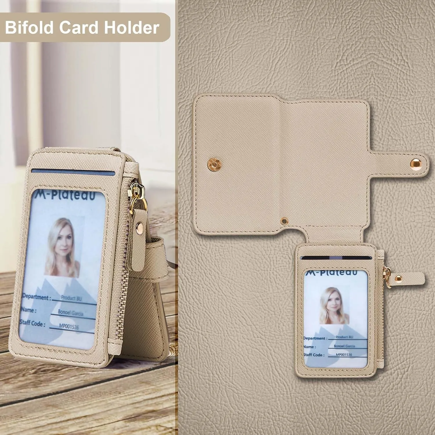 M-Plateau Card Cases, Leather Card & ID Cases,Credit Card Holder Wallet Small Card Case Wallet: Wallet Women Small Premium PU Leather, Slim Wallet for Travelling (Khaki)