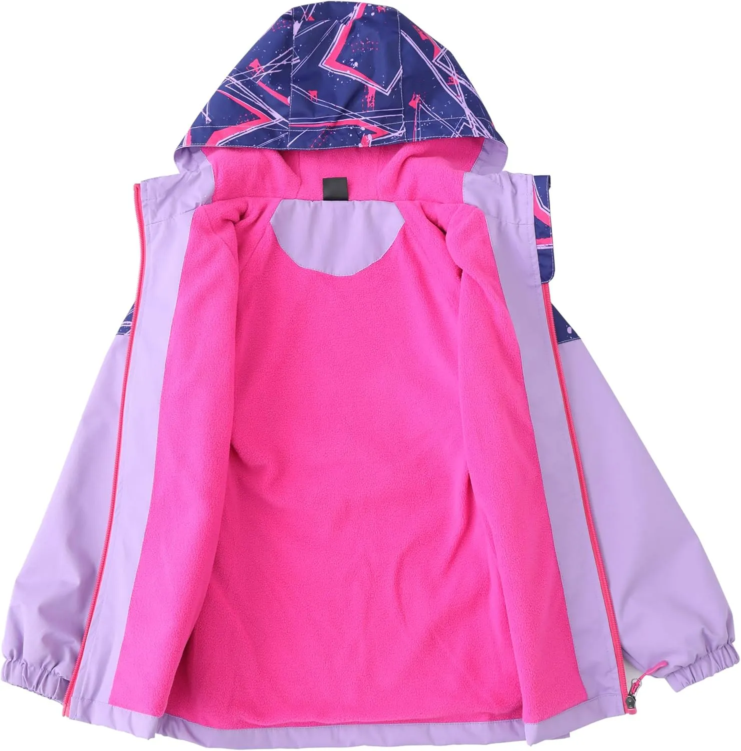 M2C Boys Girls Hooded Color Block Waterproof Fleece Lined Windbreaker Jacket