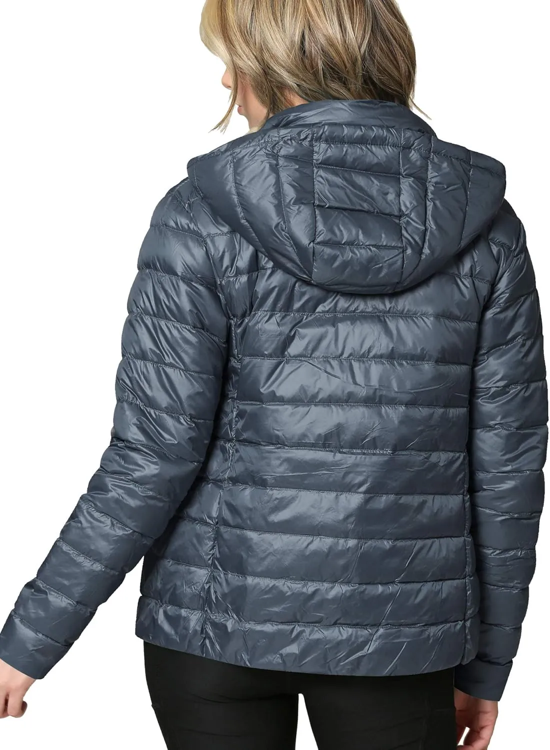 Made By Johnny Women's Ultra Light Weight Packable Down Jacket with Removable Hoodie