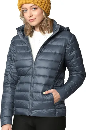 Made By Johnny Women's Ultra Light Weight Packable Down Jacket with Removable Hoodie