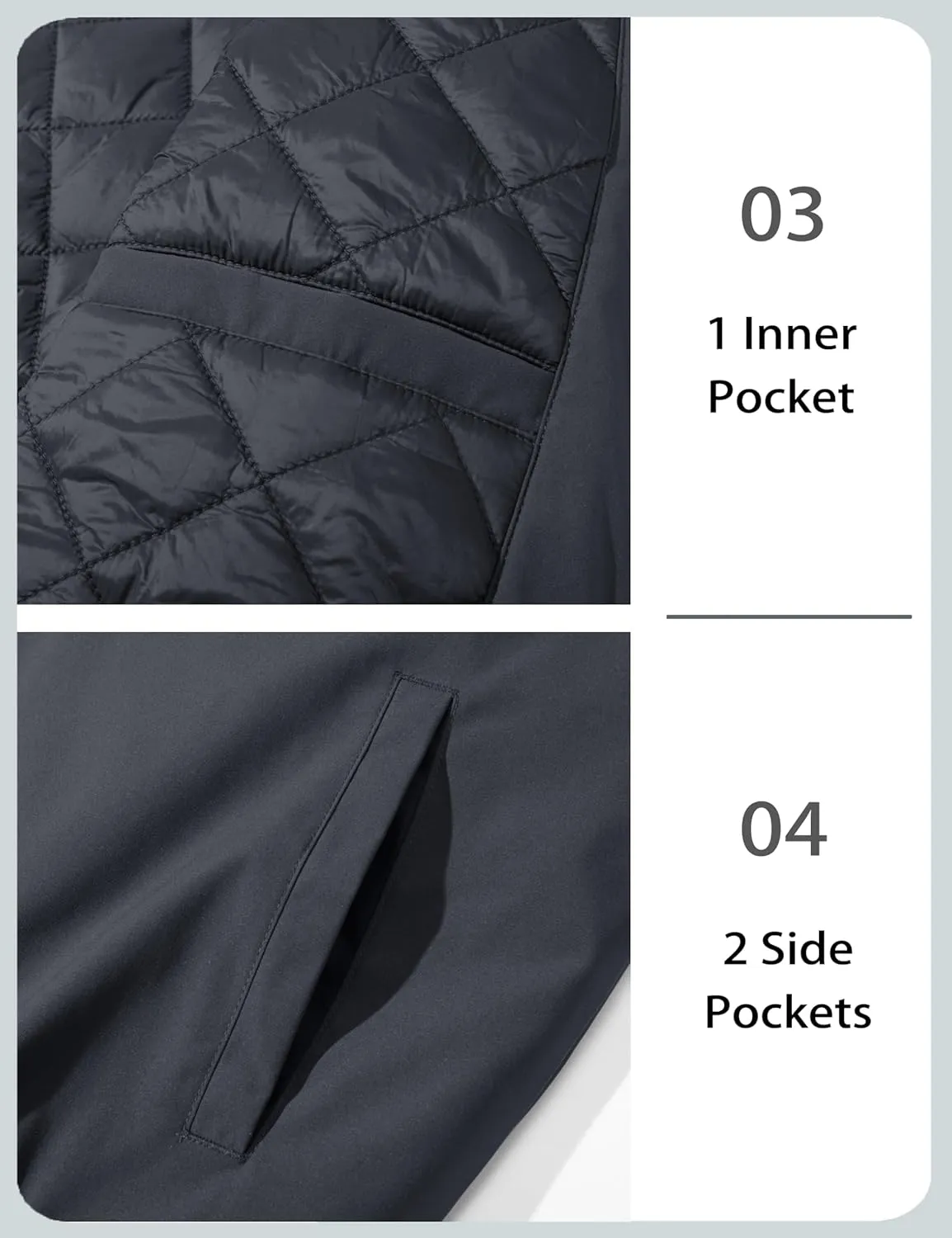 MAGCOMSEN Men's Bomber Jacket Casual Windproof Quilted Jacket Full Zip Windbreaker Winter Warm Varsity Jacket with Pockets
