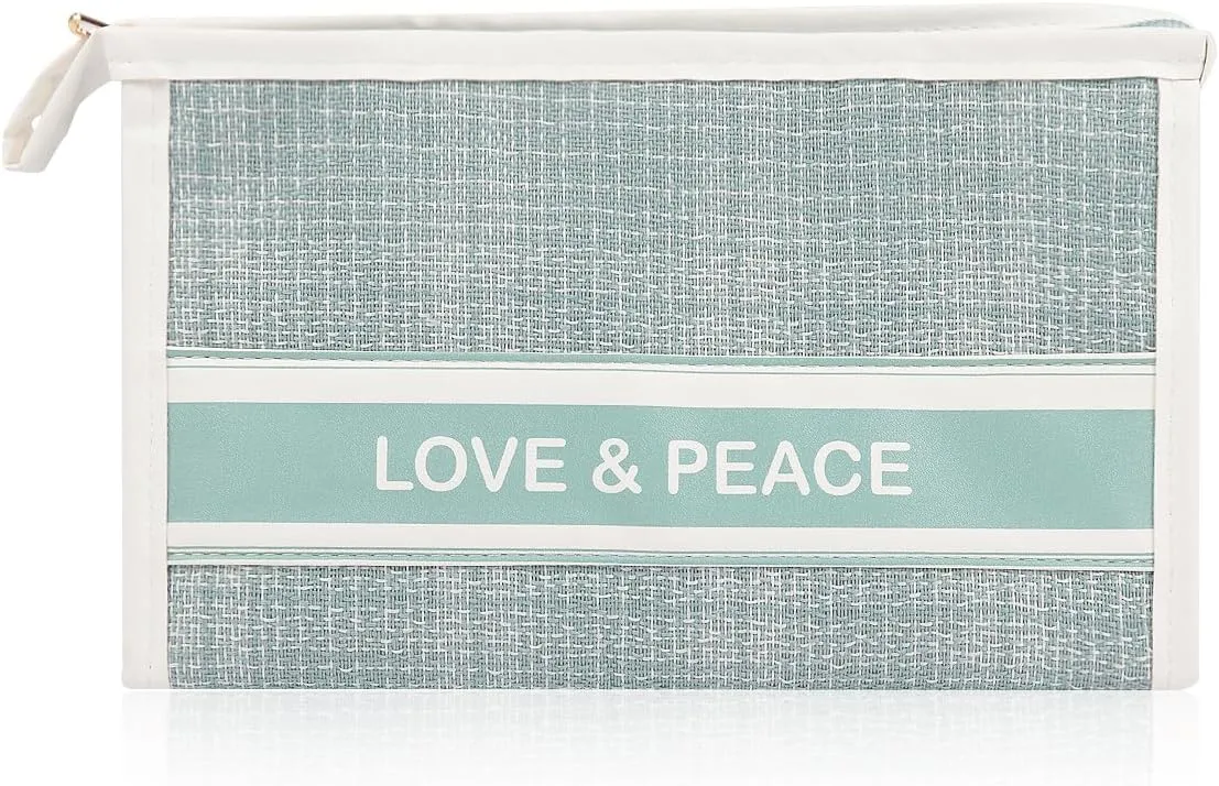 Makeup Bag Travel Toiletry Organizer Pouch for Women, Cosmetic Case Compartments, Cute Tweed Fabric Travel Accessories Storage Clutch (Makeup Bag - Tweed Light Blue)