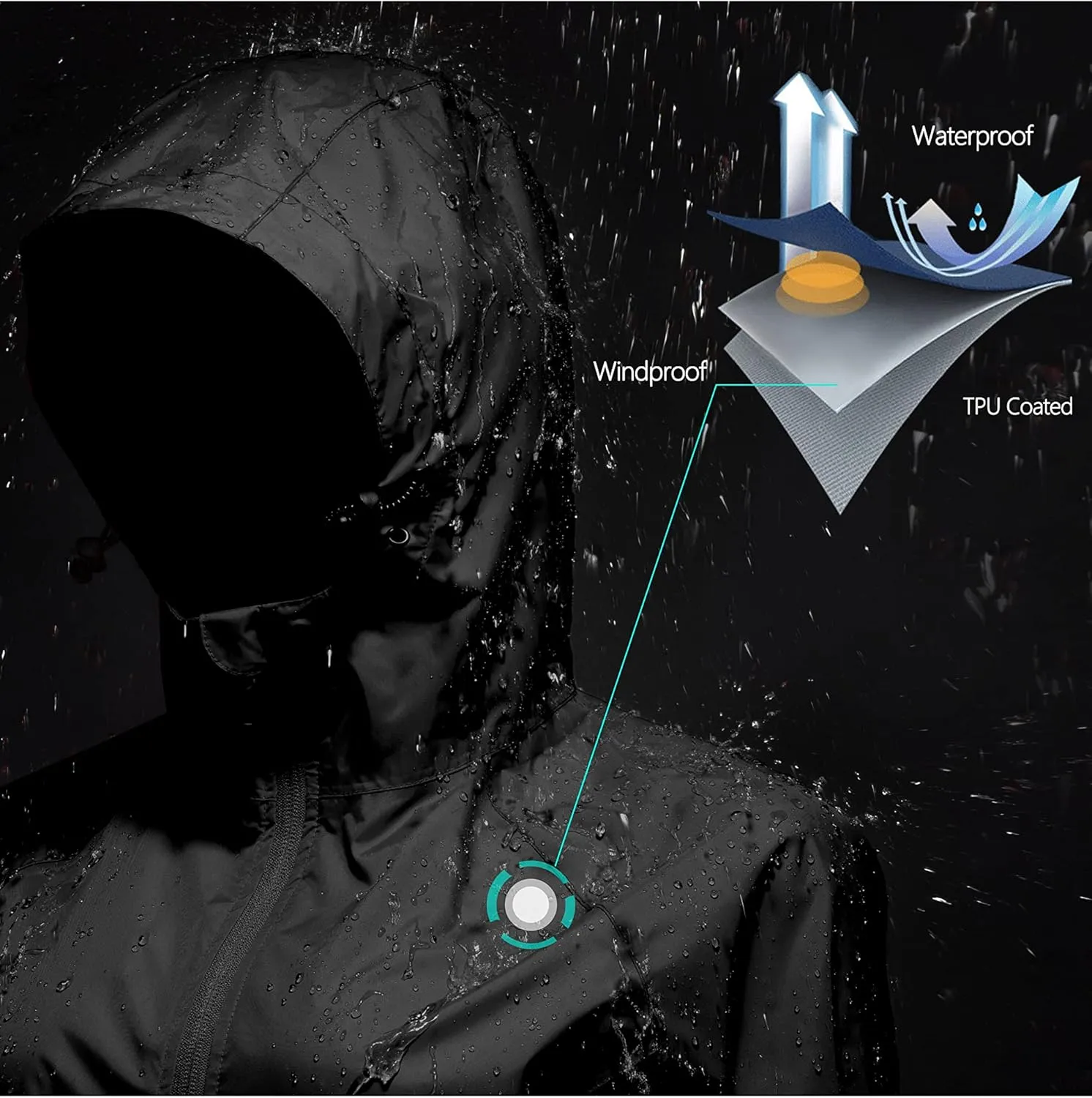 Mapamyumco Women's Ultra-Light Packable Waterproof Long Rain Jacket, Hooded Raincoat with Zipper Pockets