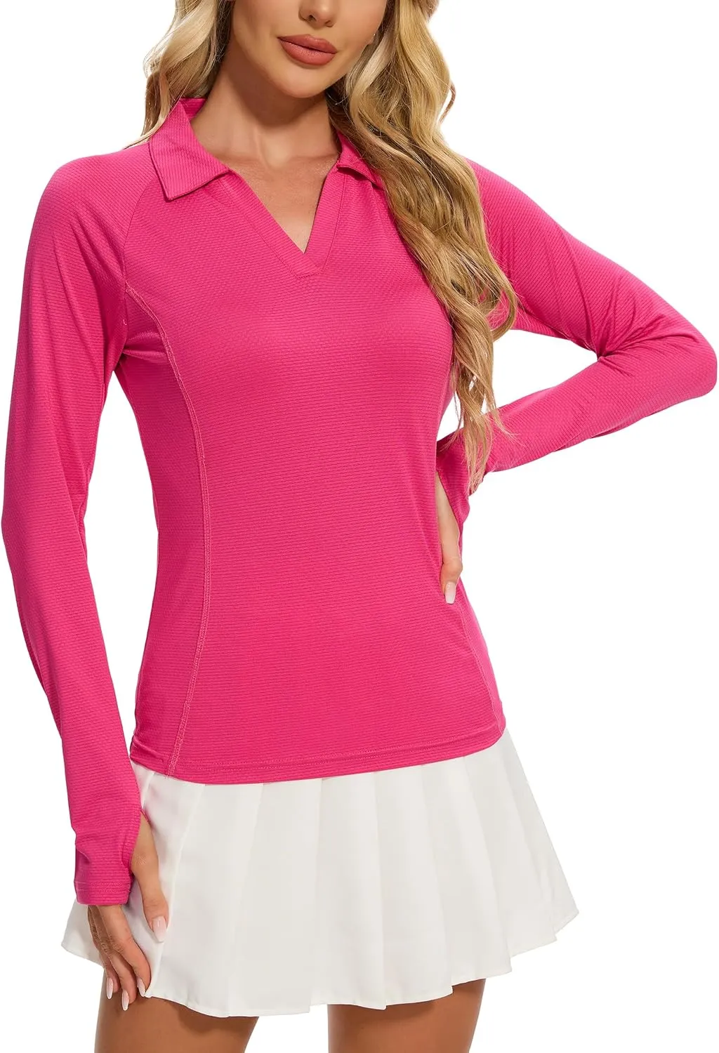 MathCat Women's Long Sleeve Golf Shirts UPF50  Quickly Dry Tennis Polo Lightweight Sports Athletic Tops