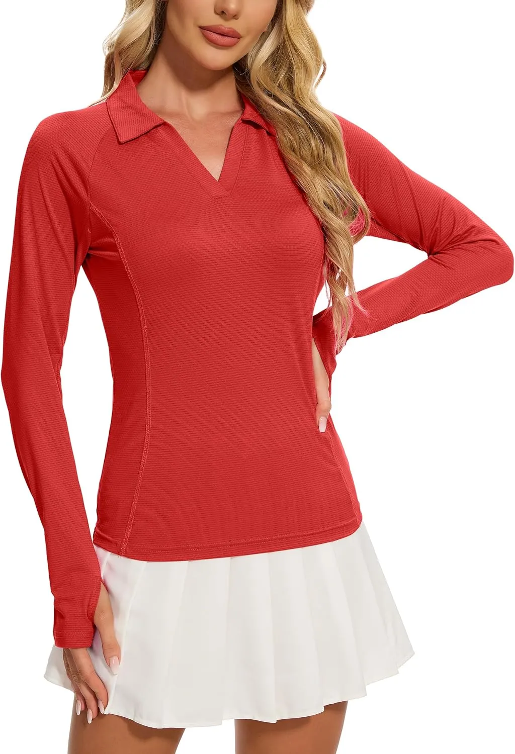 MathCat Women's Long Sleeve Golf Shirts UPF50  Quickly Dry Tennis Polo Lightweight Sports Athletic Tops