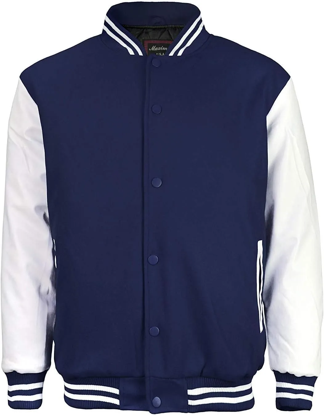 Maximos Men's LMJ Snap Button Front Classic Varsity Jacket