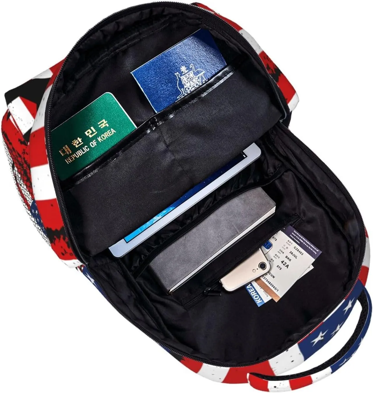 Mechanic American Flag Backpack Casual Pack Bag Laptop Backpack With Side Pocket Front Zipper Pocket Bookpack Travel Daypack Picnic Rucksack