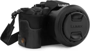 MegaGear Ever Ready Genuine Leather Camera Half Case Compatible with Leica V-Lux 5, Panasonic Lumix DC-FZ1000 II
