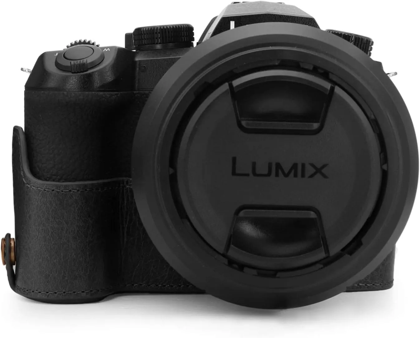 MegaGear Ever Ready Genuine Leather Camera Half Case Compatible with Leica V-Lux 5, Panasonic Lumix DC-FZ1000 II