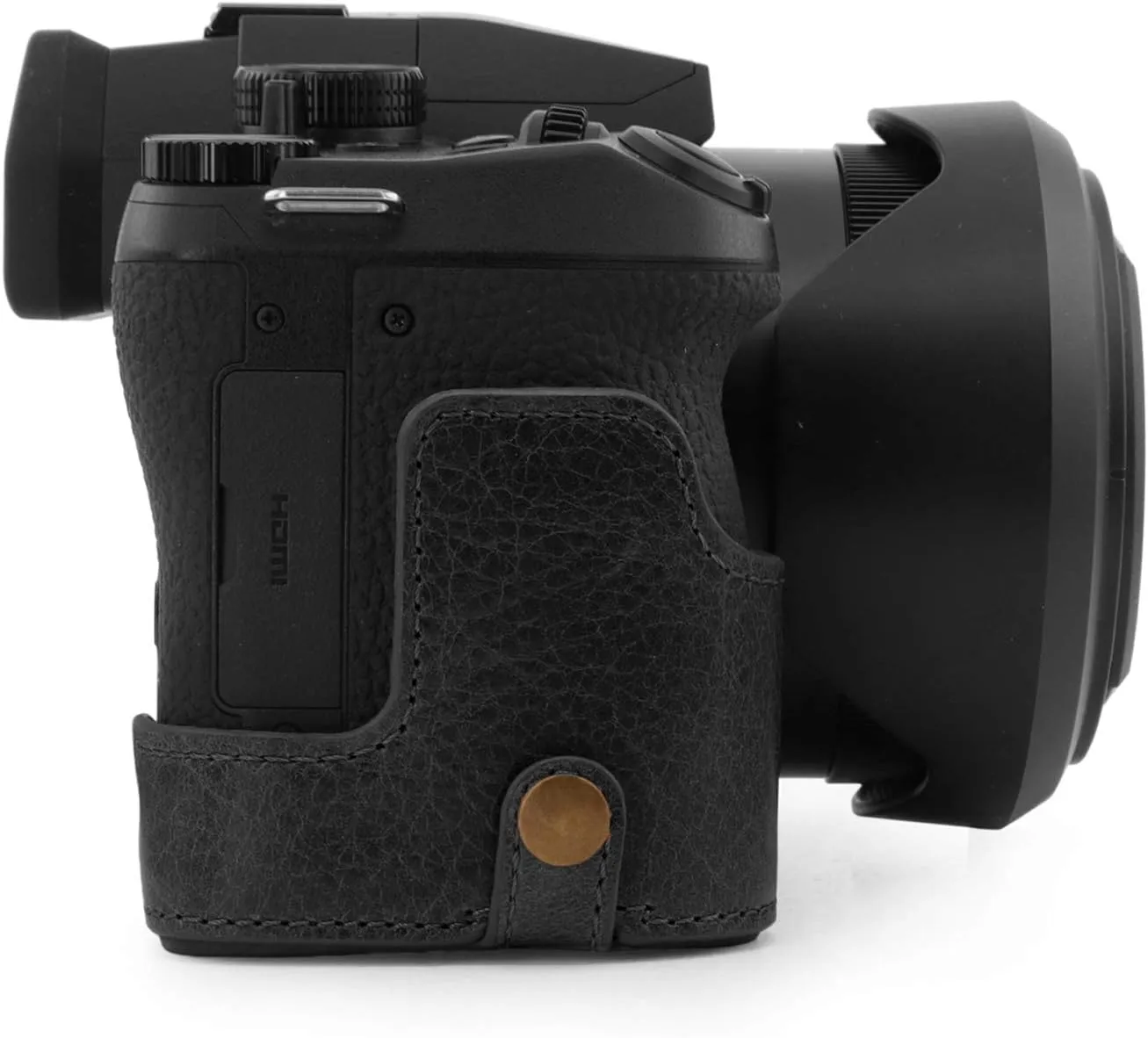 MegaGear Ever Ready Genuine Leather Camera Half Case Compatible with Leica V-Lux 5, Panasonic Lumix DC-FZ1000 II