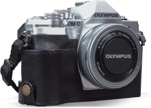MegaGear Ever Ready Genuine Leather Camera Half Case compatible with Olympus OM-D E-M10 Mark IV