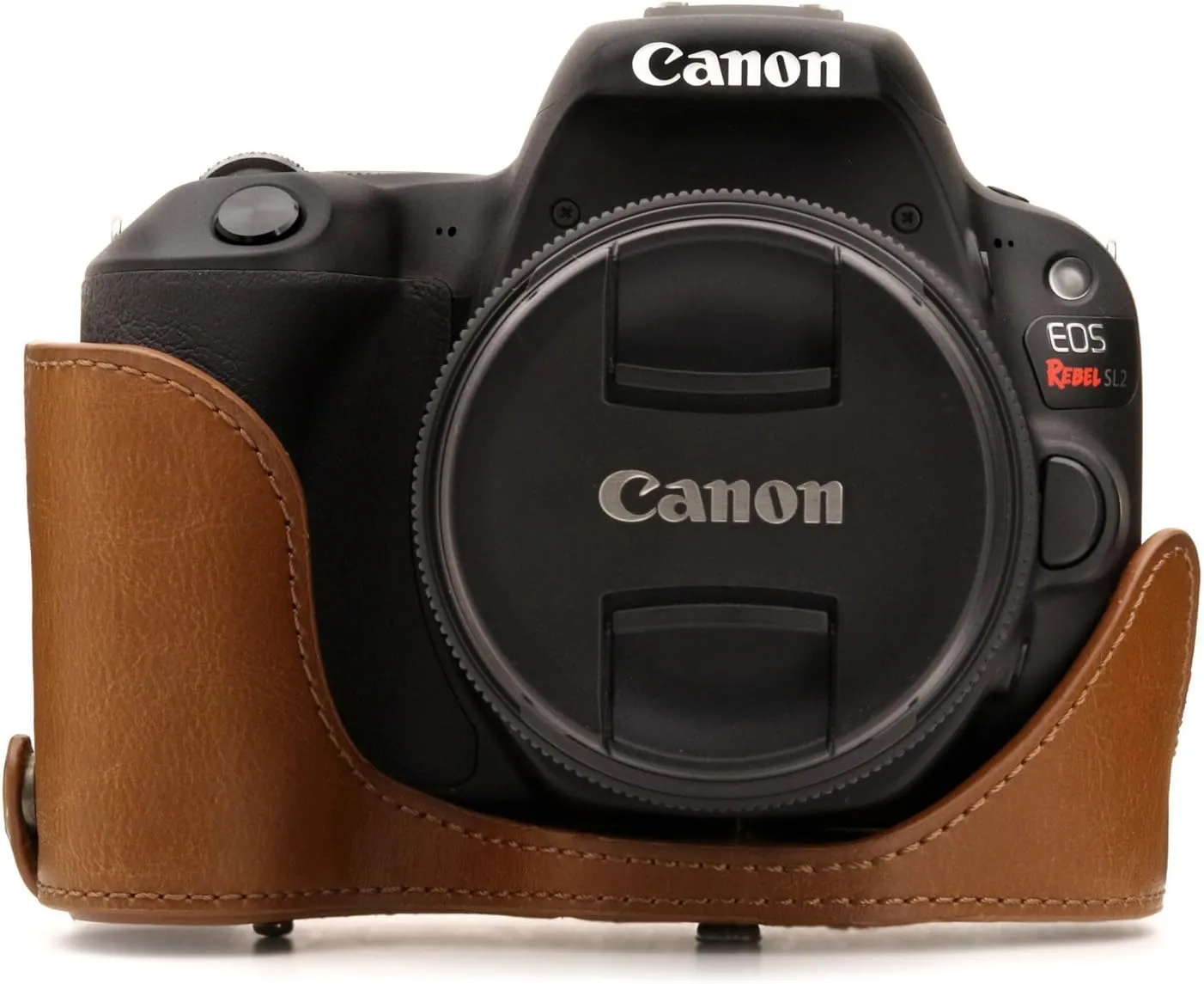 MegaGear Leather Camera Case Compatible with Canon EOS Rebel SL3, Kiss X10, Rebel SL2, Kiss X9 18-55mm Lens