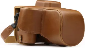 MegaGear Leather Camera Case Compatible with Canon EOS Rebel SL3, Kiss X10, Rebel SL2, Kiss X9 18-55mm Lens