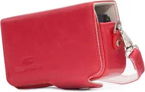 MegaGear Leather Camera Case with Strap Compatible with Sony Cyber-shot DSC-RX100 VII, ZV-1, DSC-RX100 VI, DSC-RX100 V, DSC-RX100 IV, DSC-RX100 III, DSC-RX100 II - Red