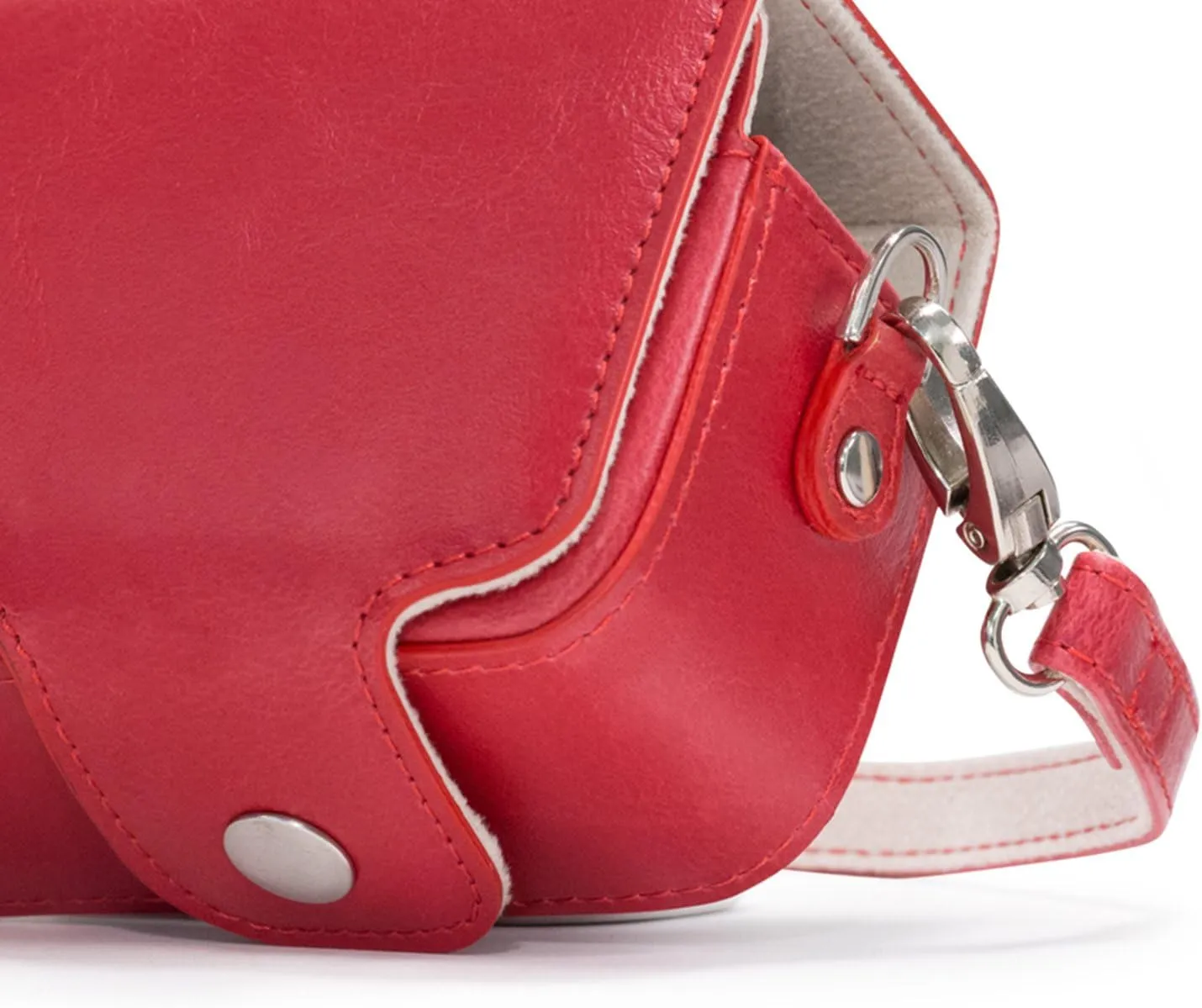 MegaGear Leather Camera Case with Strap Compatible with Sony Cyber-shot DSC-RX100 VII, ZV-1, DSC-RX100 VI, DSC-RX100 V, DSC-RX100 IV, DSC-RX100 III, DSC-RX100 II - Red