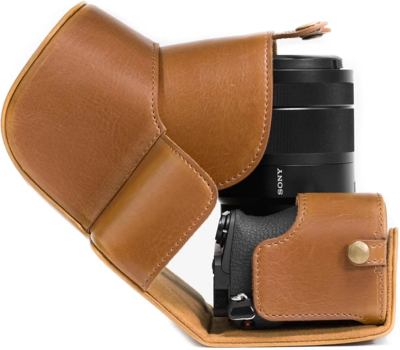 MegaGear MG1014 Ever Ready Leather Camera Case compatible with Sony Alpha A6500