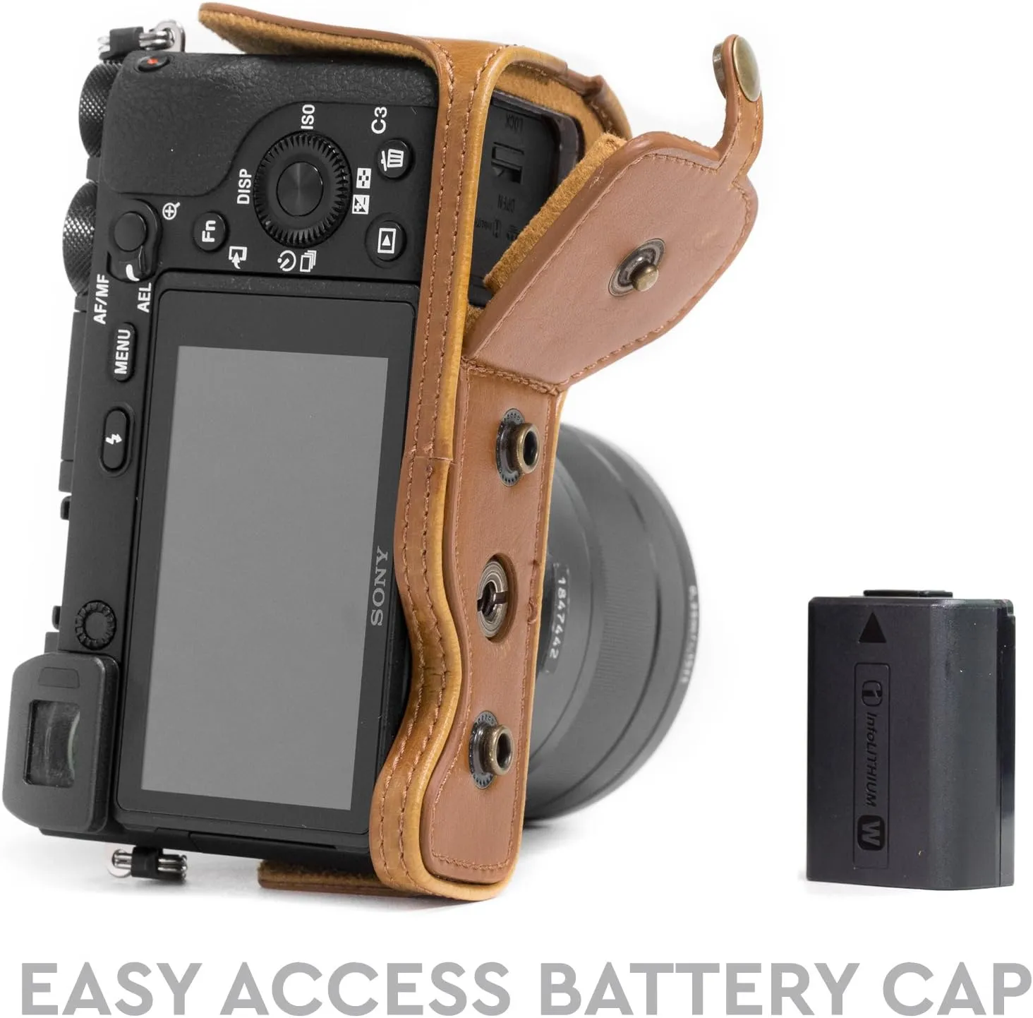MegaGear MG1014 Ever Ready Leather Camera Case compatible with Sony Alpha A6500