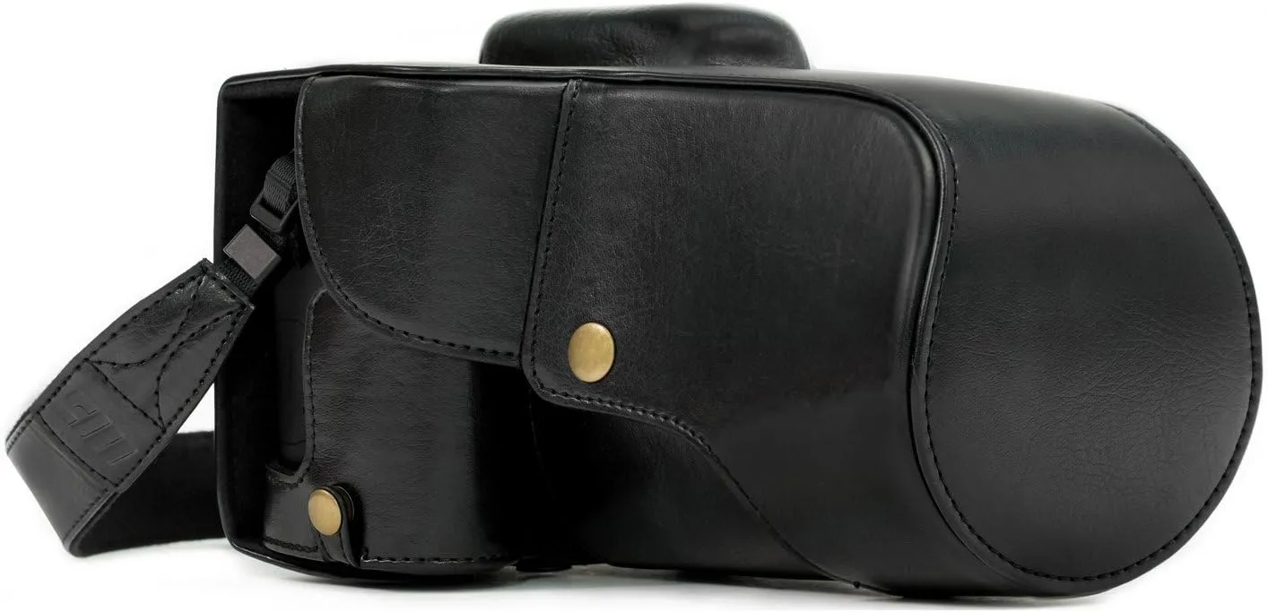 MegaGear MG1184 Canon EOS Rebel T6s, 8000D (18-55mm) Ever Ready Leather Camera Case and Strap - Black
