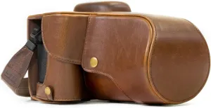 MegaGear MG1185 Canon EOS Rebel T6s, 8000D (18-55mm) Ever Ready Leather Camera Case and Strap - Dark Brown