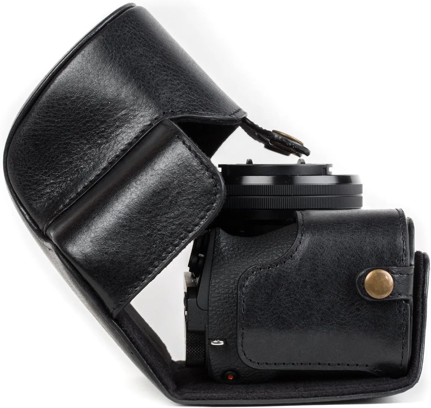 MegaGear MG1236 Sony Alpha A6500 (16-50 mm) Ever Ready Genuine Leather Camera Case & Strap with Battery Access, Black