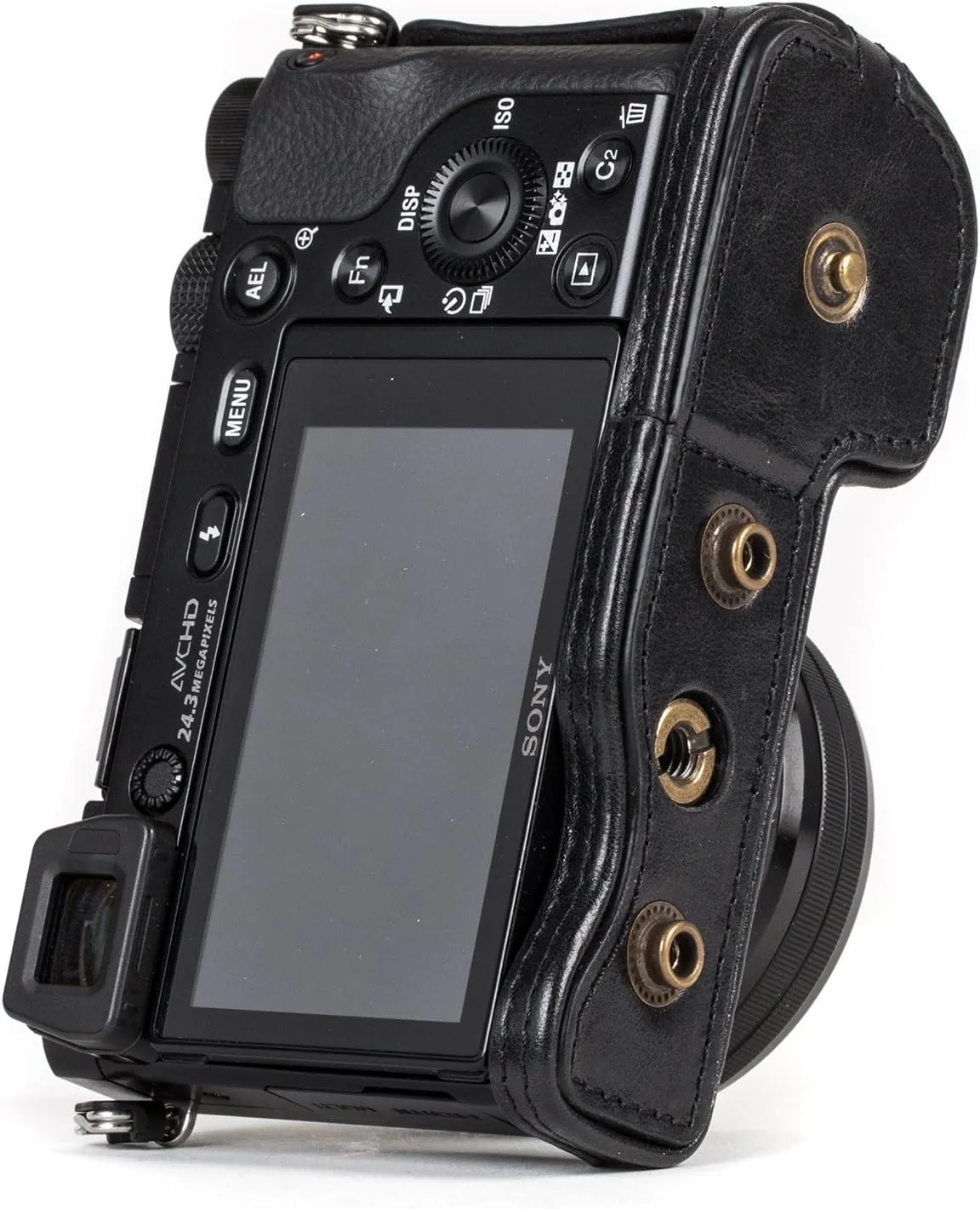 MegaGear MG1236 Sony Alpha A6500 (16-50 mm) Ever Ready Genuine Leather Camera Case & Strap with Battery Access, Black