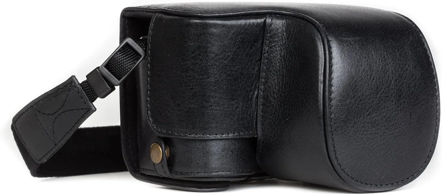 MegaGear MG1236 Sony Alpha A6500 (16-50 mm) Ever Ready Genuine Leather Camera Case & Strap with Battery Access, Black