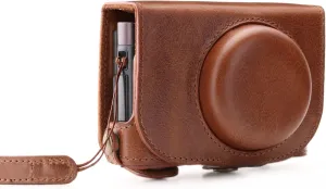 MegaGear MG1287 Leica C Typ 112 Ever Ready Genuine Leather Camera Case & Strap with Battery Access, Brown