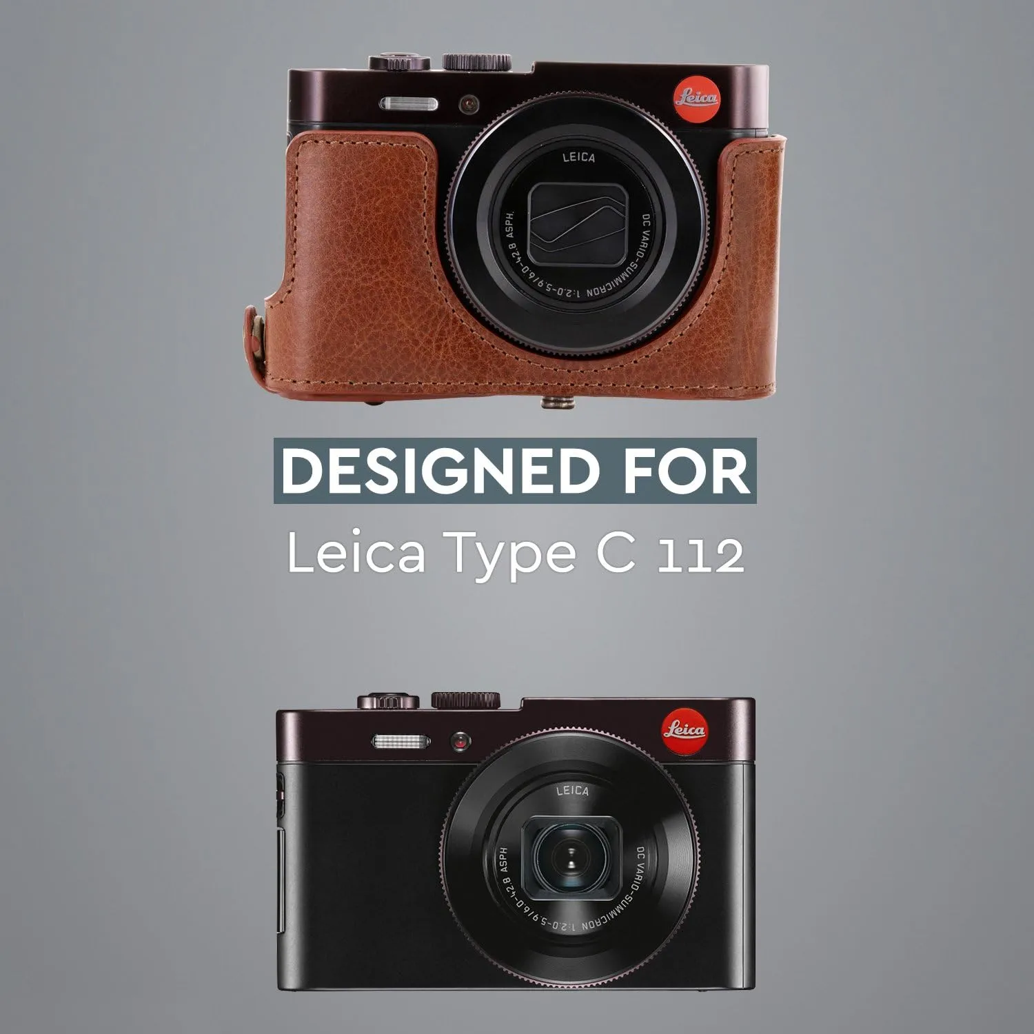 MegaGear MG1287 Leica C Typ 112 Ever Ready Genuine Leather Camera Case & Strap with Battery Access, Brown