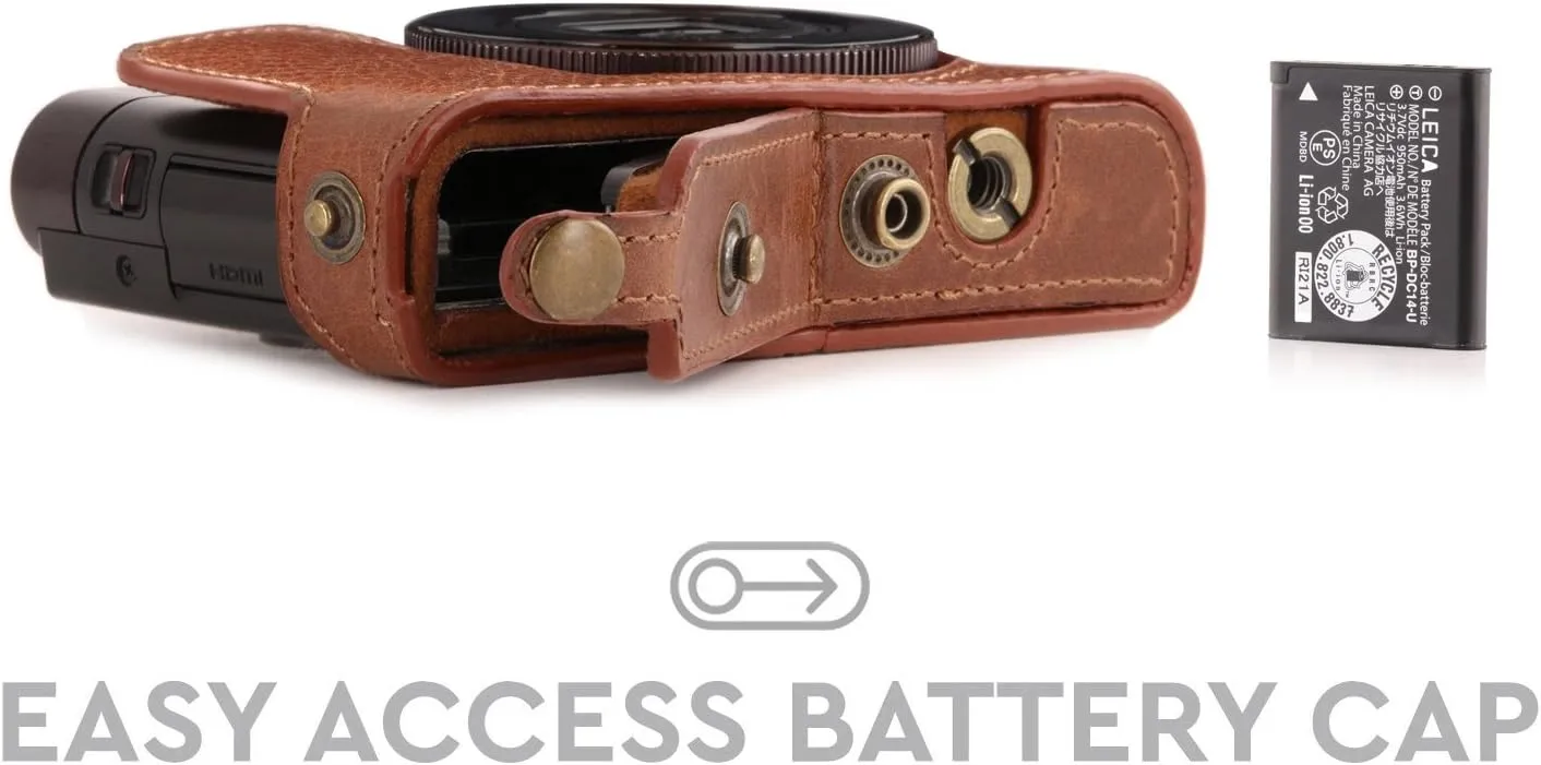 MegaGear MG1287 Leica C Typ 112 Ever Ready Genuine Leather Camera Case & Strap with Battery Access, Brown