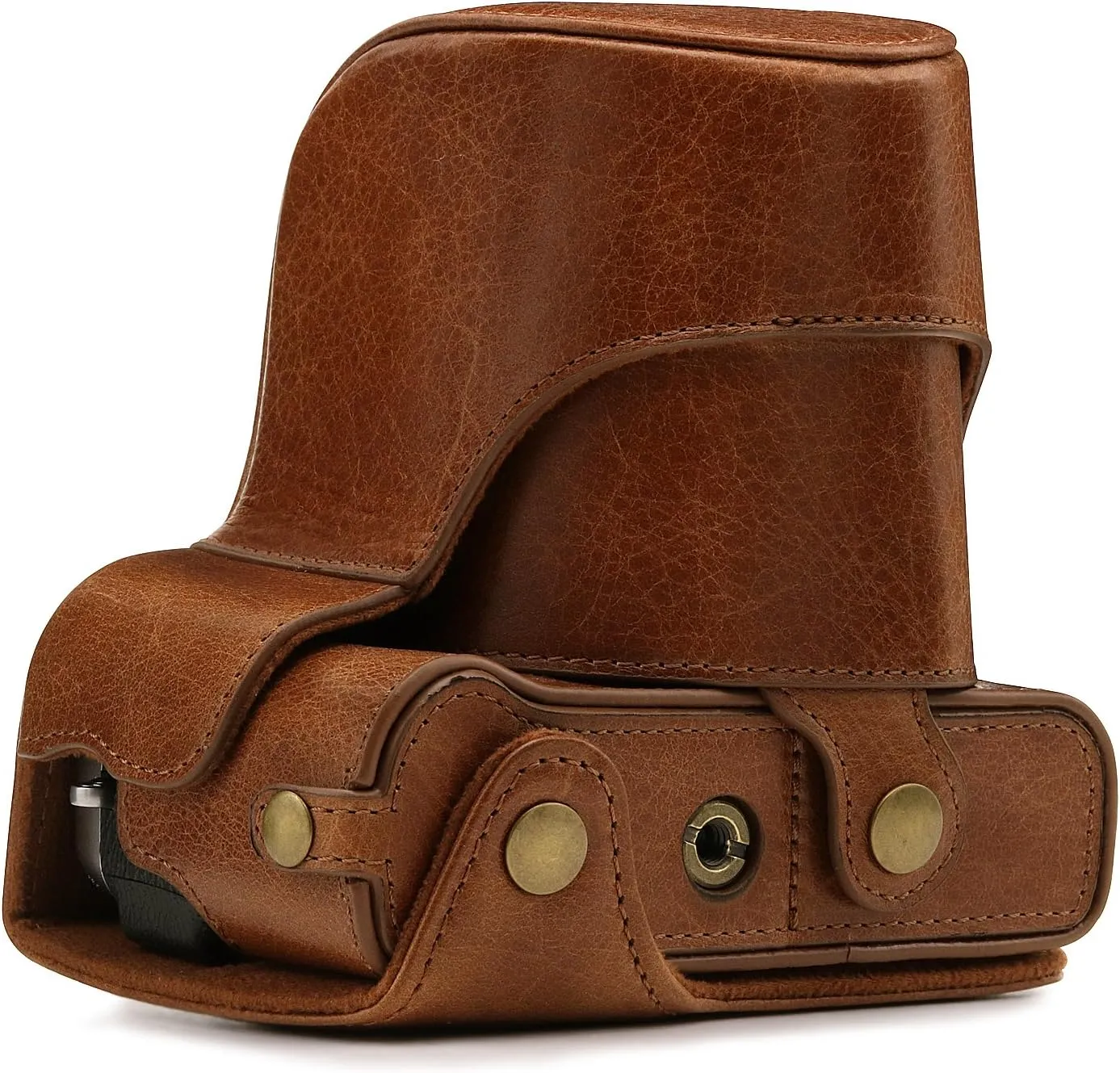 MegaGear MG1340 Ever Ready Genuine Leather Camera Case & Strap for Fujifilm X-E3 (23mm & 18-55mm) with Battery Access, Light Brown
