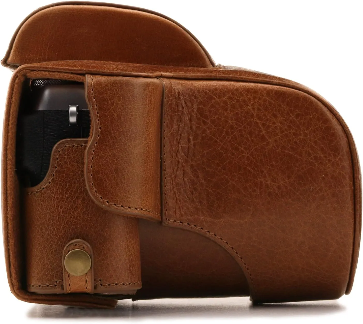 MegaGear MG1340 Ever Ready Genuine Leather Camera Case & Strap for Fujifilm X-E3 (23mm & 18-55mm) with Battery Access, Light Brown