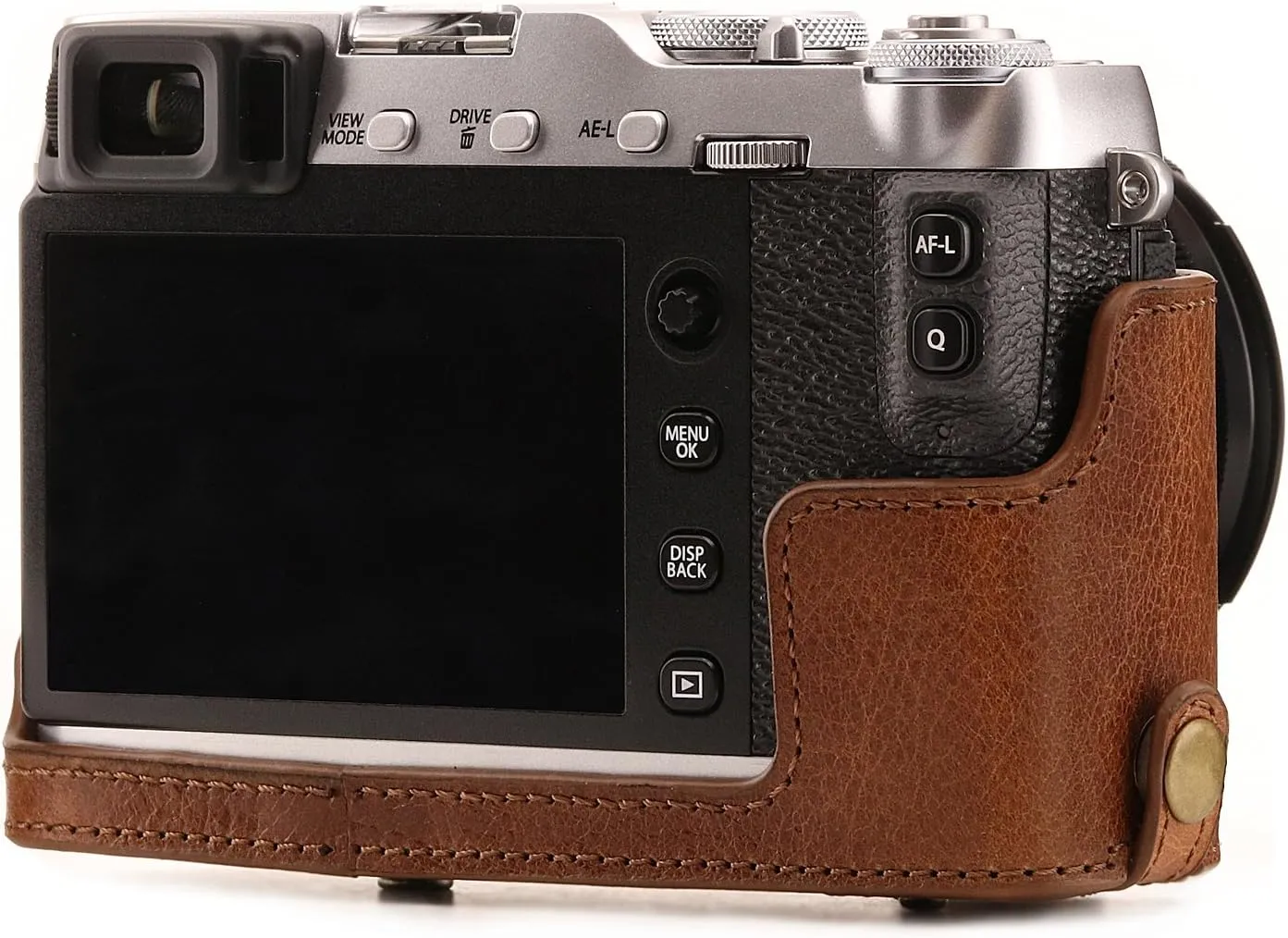 MegaGear MG1340 Ever Ready Genuine Leather Camera Case & Strap for Fujifilm X-E3 (23mm & 18-55mm) with Battery Access, Light Brown